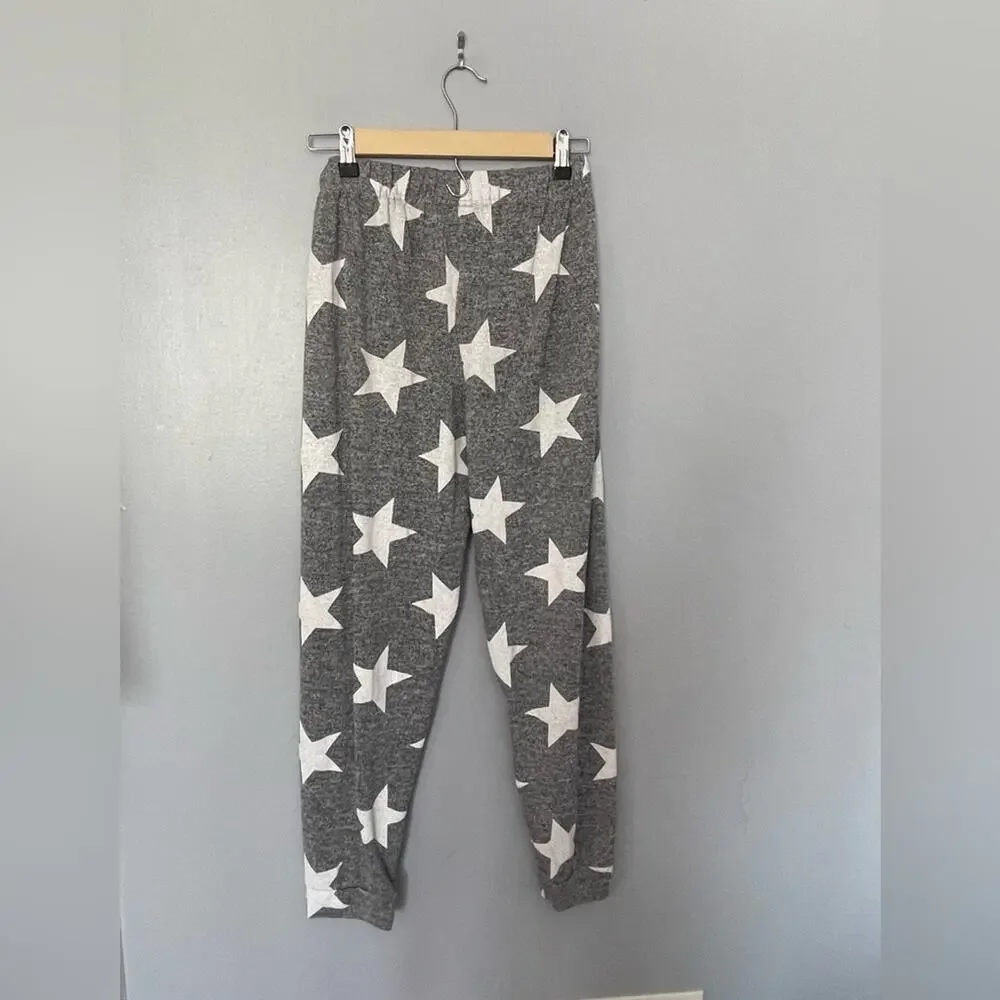 Pretty Little Thing grey white star pj pant joggers M - Picture 3 of 7
